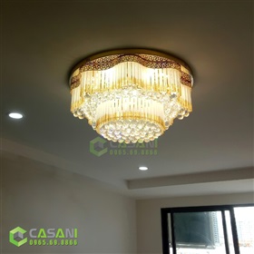 Mẫu đèn mâm áp trần pha lê